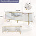 White Tv Stands for Living Room: 70" Large Entertainment Center with Storage, Modern Media Console Cabinet with Doors, Fluted Tv Table with Gold Legs (White, 70" TV Stand)