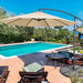 10FT Patio Offset Umbrella - Cantilever Hanging Outdoor Umbrellas W/Uv Protection & 8 Ribs & Handy Crank & Cross Base for Market/Garden/Lawn/Deck/Backyard/Pool - Tan