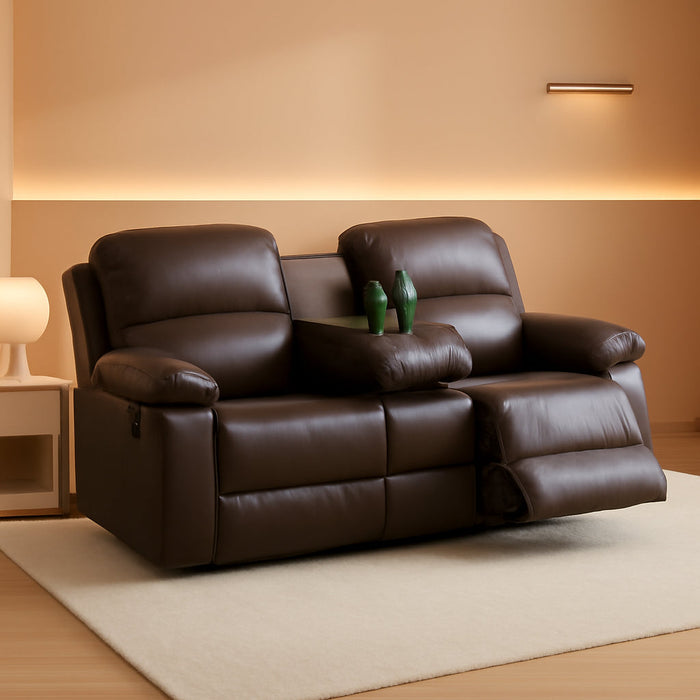 Living Room Furniture Set Leather Recliner Sofa Set Loveseat Chair Furniture Sofa Set for Living Room/Small Space/Rv/House/Office/Theater Seating (A-Brown Leather, Sofa(3Seater))