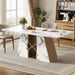 71 Inch Modern White Dining Table for 6-8 People, Large Faux Marble Kitchen and Dining Room Table,Rectanglar Dinner Table with Metal Frame for Dining Room, Living Room, White