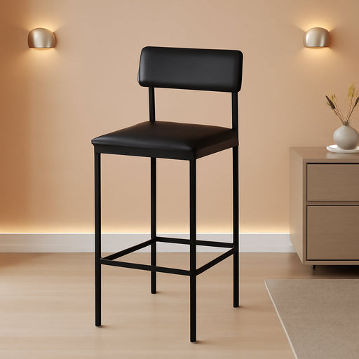 Bar Stools Set of 4, Kitchen Counter Height Chairs, 25.5 Inches Upholstered Black Barstools with Back, Bar Height Chairs for Counter Bar, Island, Easy Assembly
