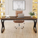 63" Large Industrial Executive Desk with Extra Thickened Tabletop & Metal Frame, Heavy-Duty 300 Lb Capacity Home Office Desk for Study Room, Dorm, Bedroom – Vintage Brown & Black