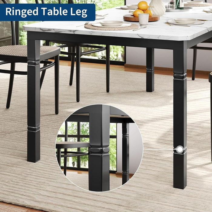71" Dining Table for 6-8 People, Kitchen Table with Metal Frame