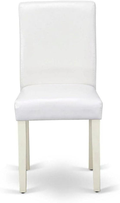 Abbott Classic Parson Dining Chairs - White Faux Leather Upholstered Chairs, Set of 2, Linen White