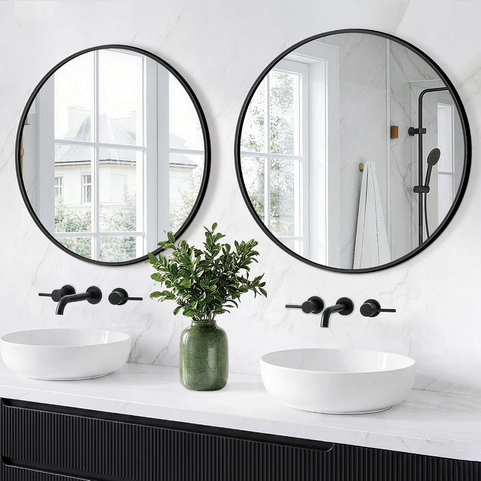 round Bathroom Mirror for over Sink 2 Pack 26" Black Circle Wall Mirror
