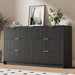 56" Wide Fluted 7-Drawer Dresser for Bedroom, Black