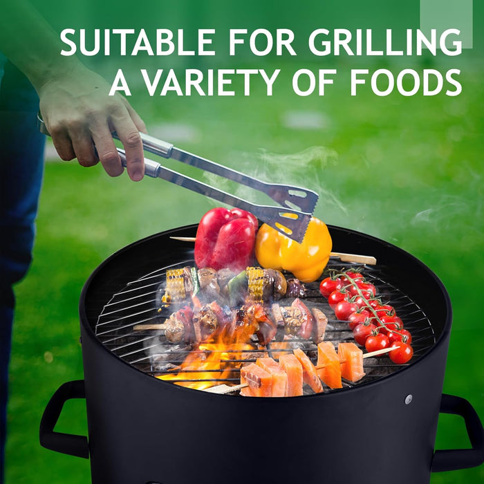 Vertical 18.8 Inch Steel Charcoal Smoker, Heavy Duty 3-In-1 Portable Outdoor Grill Cooker with Built-In Thermometer for Outdoor Backyard Cooking Grilling Camping