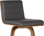 Vienna Mid-Century Modern 30" Bar Height Barstool Faux Leather Wood Finish, Grey/Walnut