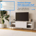 Mid Century Modern TV Stand for 80 Inch TV, Entertainment Center with 4 Large Drawers, TV Stand for Living Room, Media TV Console Table with Storage for Bedroom, White