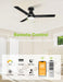 42 Inch Ceiling Fans with Lights,3 Blades,6Cct, Low Profile Ceiling Fan with Light and Remote Control,Ceiling Fan for Bedroom, Kitchen,Indoor/Outdoor Use,Flush Mount-Black