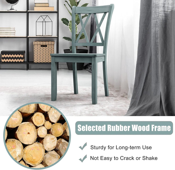 Set of 2 Dining Chairs, Rubber Wood Dining Room Chair, Farmhouse Dining Side Chairs, Max Load 400 Lbs, Wooden Kitchen Chairs for Home Kitchen, Dining Room