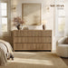 Fluted 6 Drawer Dresser for Bedroom– 55.2''W Large Chest of Drawers