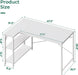 L Shaped Desk, 47 Inches Computer Desk with Reversible Storage Shelves, Gaming Desk, Corner Desk Home Office Desks, Writing Desk Study Desk with Metal Frame, White
