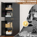SeventyOneInchHeavyDutySteelStorageCabinetDrawerAdjustableShelvesBlack