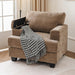 Oversized Brown Armchair With Armrest Organizer Cushion