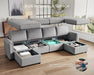 Modular Sectional Sofa, Convertible U Shaped Sofa Couch with Storage, Memory Foam, Modular Sectionals with Ottomans, 6 Seat Sofa Set with Chaise for Living Room, Grey