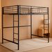 Timothee Urban Industrial Metal Double over Loft Bunk Bed, Full Loft, Black