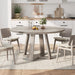 47 Inch round Dining Table for 4-6 People, Wash Grey Kitchen Table | Farmhouse Dinner Table Set for 4, Circle Kitchen Table with Wooden Pedestal Base, for Dining Room, Living Room(Table Only)