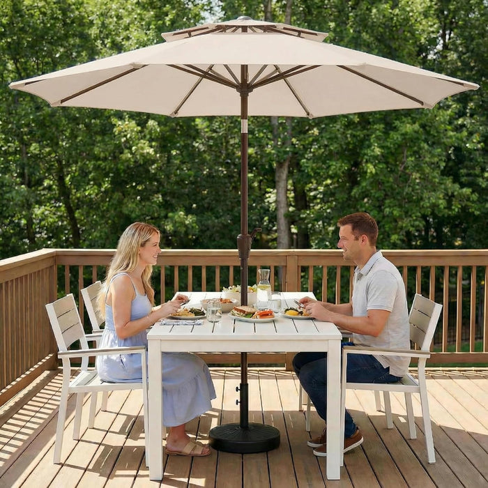 10FT Outdoor Patio Umbrella, 2 Tiers Market Table Umbrella with 8 Sturdy Ribs, Push Button Tilt and Crank, UPF50+ UV Protection for Deck, Pool, Garden and Backyard
