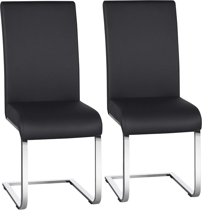 Dining Chairs Modern Living Room Chairs Leather Upholstered Side Chairs with Metal Legs for Kitchen Wedding, Set of 2, Black