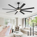 72 Inch Aluminium Blade Ceiling Fans with Lights and Remote, Outdoor Ceiling Fans for Patio Living Room with Quiet DC Motor, 6 Speed Reversible, 3 CCT, Black Industrial Ceiling Fan, 8 Blades