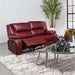 Red Faux Leather Reclining Loveseat