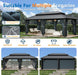12x20 Hardtop Gazebo ReinforcedFrame PrivacyCurtains Black