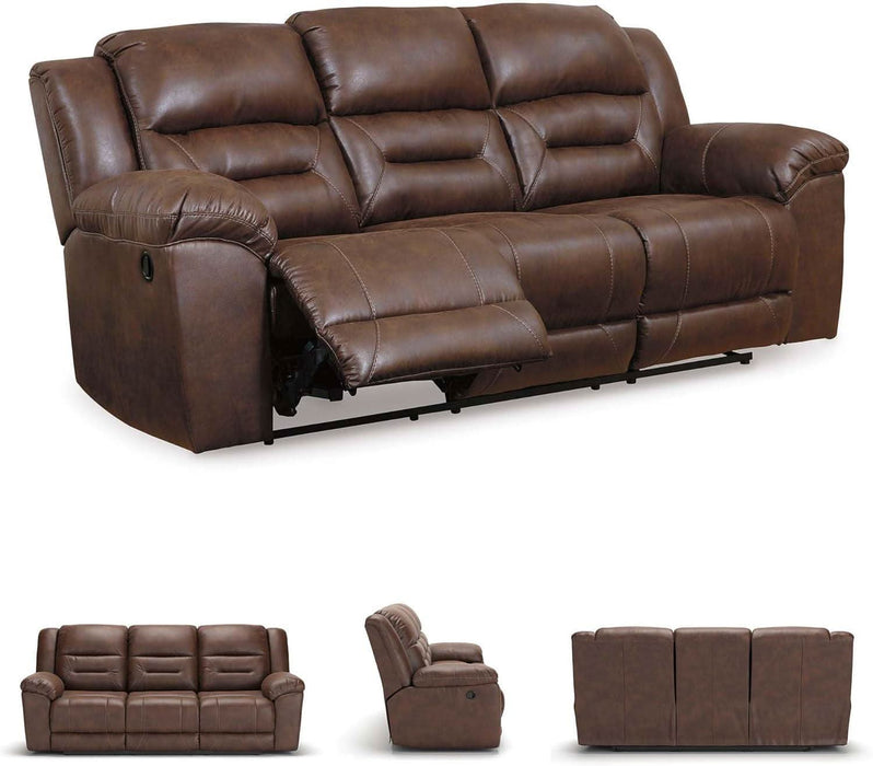 Stoneland Faux Leather Manual Pull Tab Reclining Sofa, Dark Brown