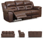 Stoneland Faux Leather Manual Pull Tab Reclining Sofa, Dark Brown