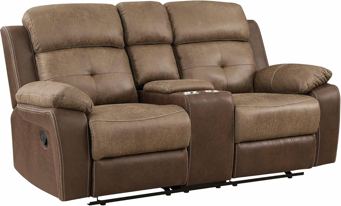 Marianna 3-Piece Reclining Living Room Sofa Set, Brown