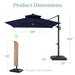 10X10Ft 2-Tier Square Outdoor Solar LED Cantilever Patio Umbrella W/ Base Included - Navy Blue