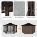 13x15 Ft Hexagonal Gazebo Brown OutdoorLiving Patio