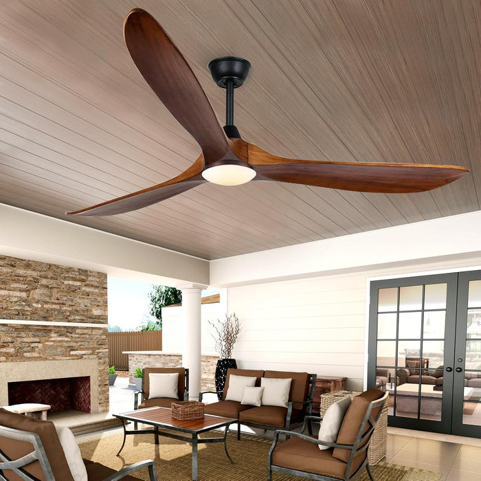 Farmhouse Outdoor Ceiling Fan With Solid Wood Blades