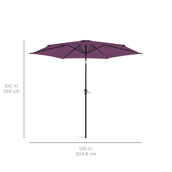 10Ft Outdoor Steel Market Patio Umbrella W/ Crank, Tilt Push Button, 6 Ribs - Amethyst Purple