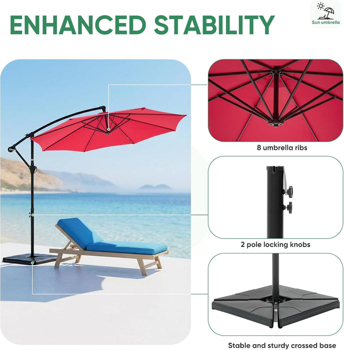 10FT Patio Umbrella, Cantilever Umbrella, UV Protection