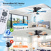 46 Inches Black Ceiling Fan With IntegratedLEDLighting