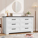 Dresser for Bedroom, Farmhouse 6 Drawers Dresser, Chest of Drawer Chest, Multi-Tier Clothing Storage Cabinet, White and Black