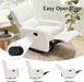 Swivel Rocking Chair, Nursery Glider Recliner Chairs for Adults, Rocker for Living Room Bedroom, Comfy Upholstered Modern Nursing Reclining Single Sofa, Off-White Teddy