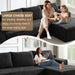 NinetySixInch Cloud Corduroy Modular Sectional Sofa Black
