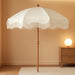 7Ft Fringe Beach Umbrella White with Sand Anchor, Outdoor Patio White Portable Beach Umbrella for Sand with Tassels, Push Button Tilt & Carrying Bag, UPF 50+