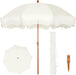7Ft Fringe Beach Umbrella White with Sand Anchor, Outdoor Patio White Portable Beach Umbrella for Sand with Tassels, Push Button Tilt & Carrying Bag, UPF 50+