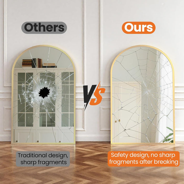 24"X36" Arched Gold Bathroom Mirror Wall Mounted Vanity Metal Frame Mirror for Bedroom, Entryway, Living Room