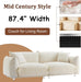 Sherpa Plush 87Inches SnowWhite Upholstered DeepSeat Sofa