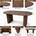 Modern Farmhouse Oval Dining Table Set for 4, 71 Inch Wood Grain Kitchen Table & Gray Upholstered Dining Chairs with Curved Back & Solid Wood Legs, Kitchen Living Room Furniture Set(Walnut)