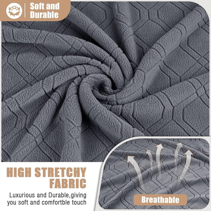 Recliner Loveseat Cover with Middle Console Stretch Reclining Sofa Slipcover for 2 Seat Jacquard Reclining Couch Sofa Covers Furniture Protector with Elastic Straps Bottom (Dark Gray)