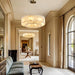 D23In Alabaster round Chandelier, Modern Marble Dining Room Chandeliers, 2 Tiers Brass Drum Pendant Light Fixtures, Gold Ceiling Light Chandelier for Living Room, Bedroom Lights, Foyer, Kitchen