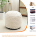 Beige round Faux Fur Ottoman Pouf - 20X15 Inch Storage Foot Stool Cushion for Living Room & Bedroom Decor