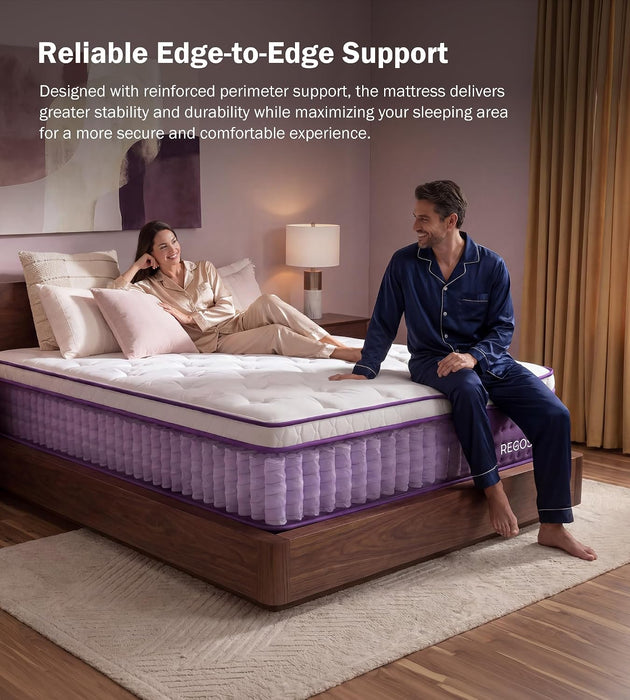Queen Mattress 14 Inch Hybrid Mattress for Side Sleeper, Medium Plush