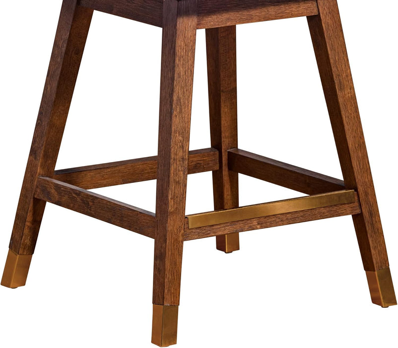 Basila Modern Farmhouse 26" Seat Height Swivel Bar Stool for Kitchen Island Counter in Brown Oak Wood with Taupe Fabric