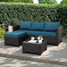 Outdoor Furniture Set 3 Pieces Wicker Patio Furniture Outdoor Sectional Patio Couch Outdoor Coffee Table All-Weather Non-Slip Cushions Waterproof Covers, Peacock Blue
